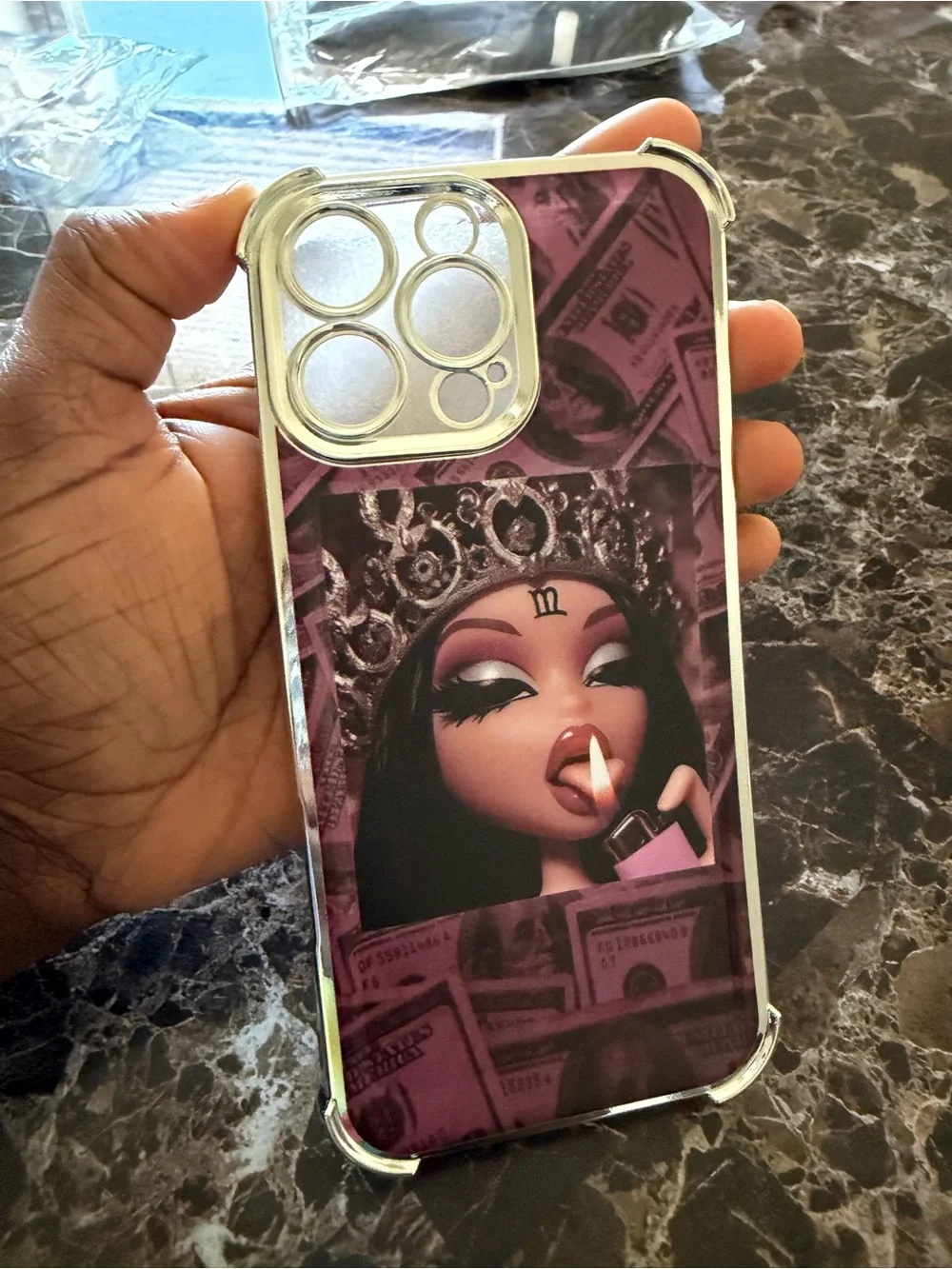 Stylish Pink Money Queen Phone Case for iPhone